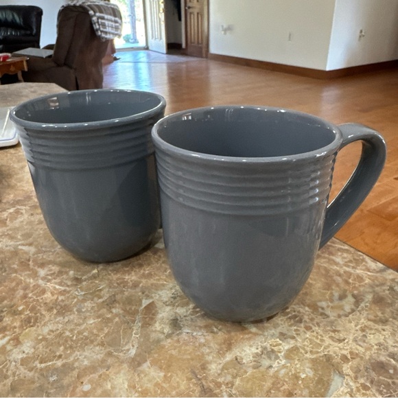 Mainstays Chiara Collec. Ribbed Denim Blue/Gray Stoneware Coffee Mug Set of 2 - Picture 1 of 3